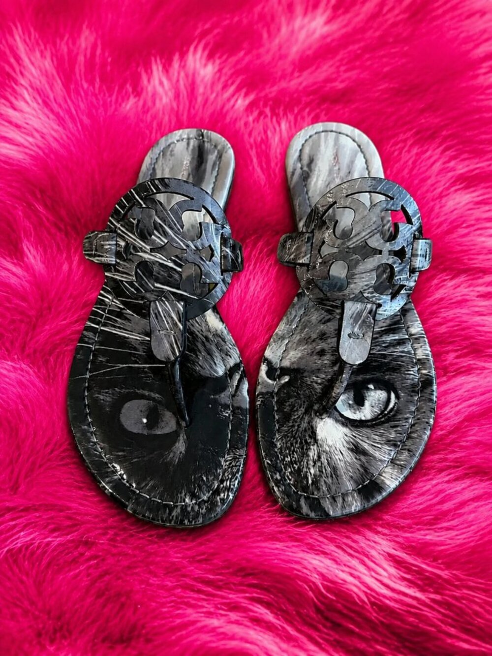 NEW IN BOX LIMITED EDITION/RARE! Tory Burch Miller Printed Cat Portrait Sandal